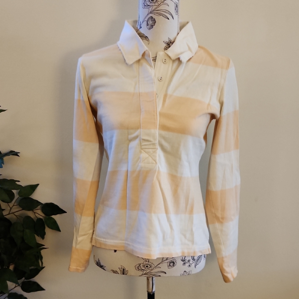Luella For Target Long Sleeve Collared Rugby Shirt With White And Orange Stripes